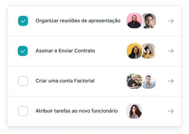 Integração e engajamento de equipe Crie uma lista de tarefas para onboarding e integração de novos funcionários