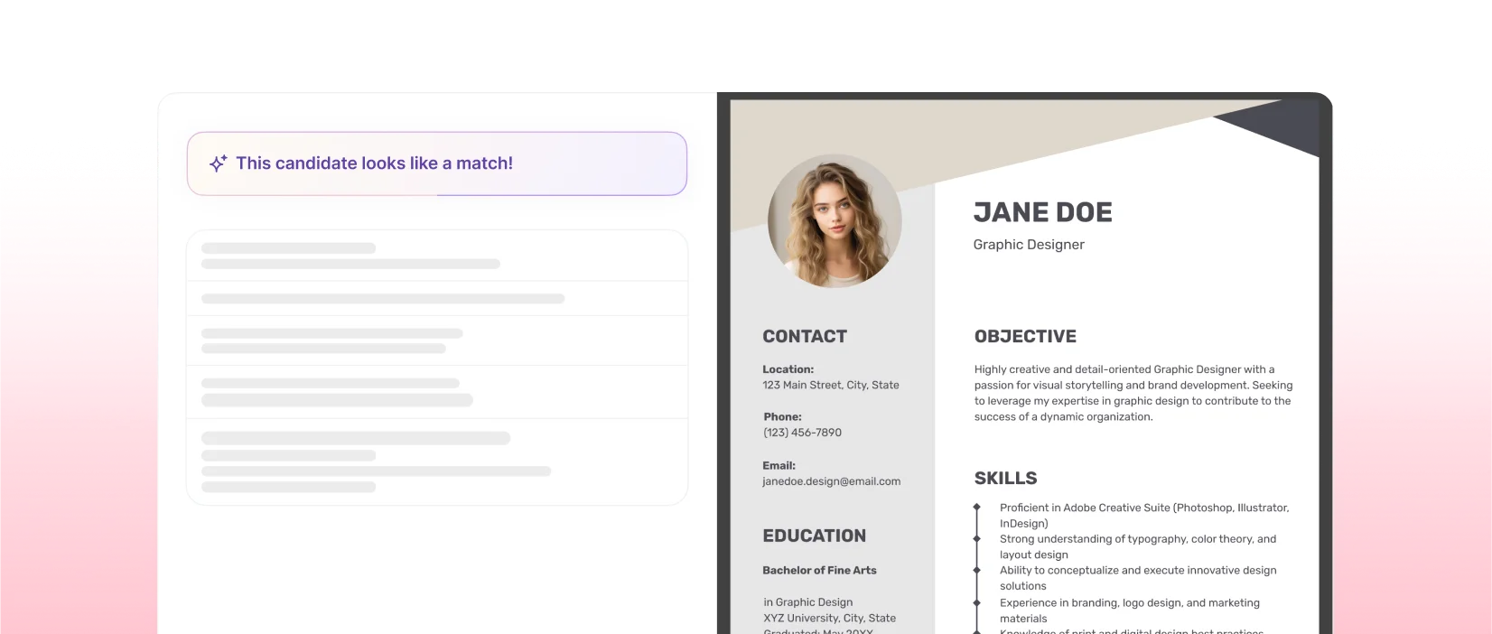 candidate profile view candidate profile view
